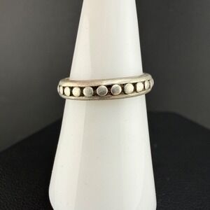 Vintage RSC Sterling Silver Band Ring Eternity Beaded Molded Size 6.5